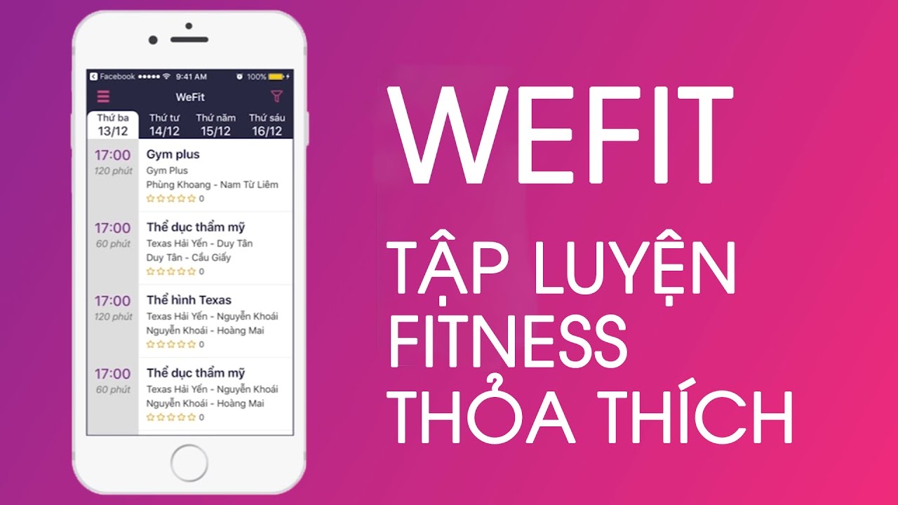 WeFit - ứng dụng kết nối phòng tập gym Hà Nội và TPHCM